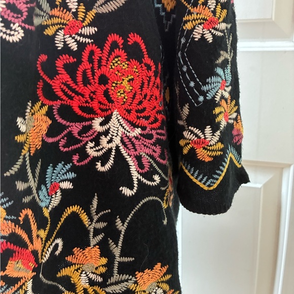 Paparazzi Boho Embroidered Floral Coat Cardigan Hooded Open Front Black Size L - Picture 6 of 12